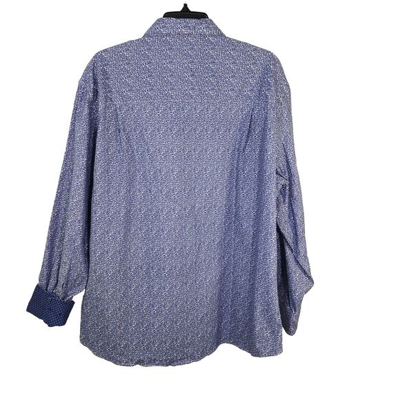 Nick Graham Everywhere Mens Shirt 2XL Blue Paisley Flip Cuff Modern Fit Stretch - Picture 2 of 11